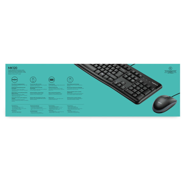 Logitech Desktop MK120 Wired simplicity - Full-size (100%) - Wired - USB - AZERTY - Black - Mouse included - Image 10