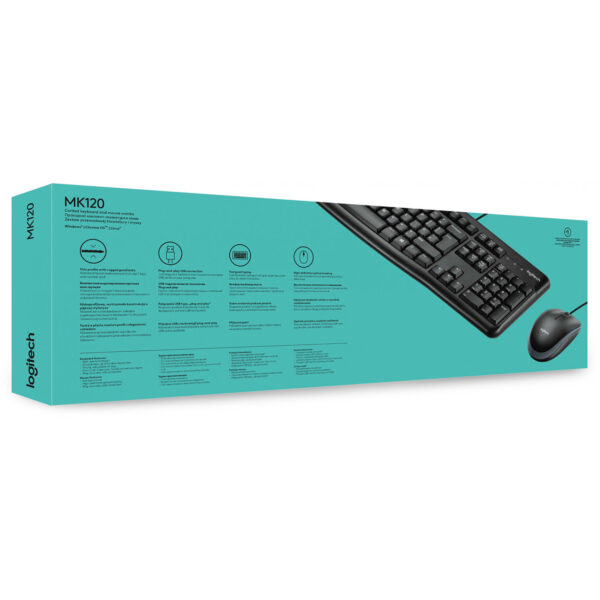 Logitech Desktop MK120 Wired simplicity - Full-size (100%) - Wired - USB - AZERTY - Black - Mouse included - Image 6