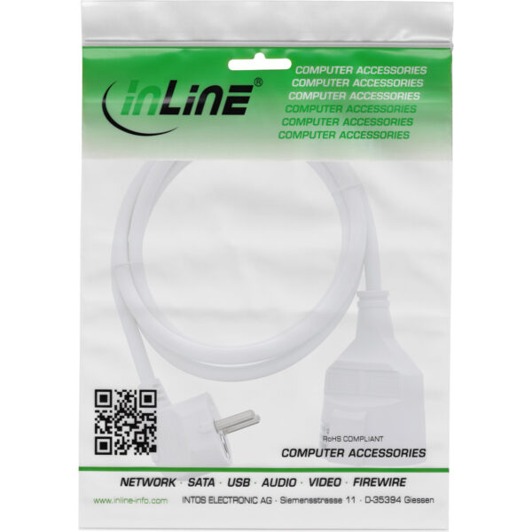 InLine Power Extension Cable Type F angled - white - 5m