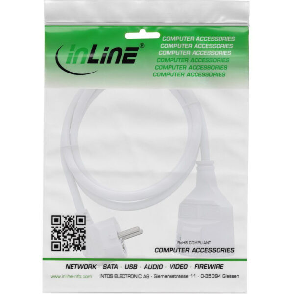 InLine Power Extension Cable Type F angled - white - 5m - Image 2