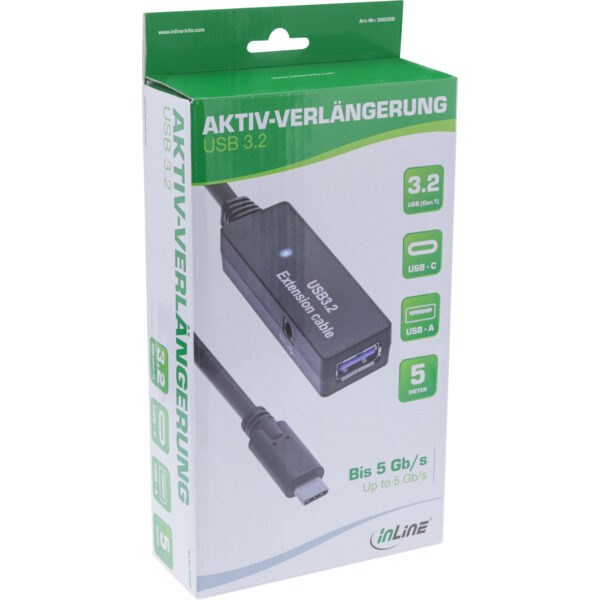 InLine USB 3.2 Gen.1 active extension - USB-C male to USB-A female - 5m - Image 2