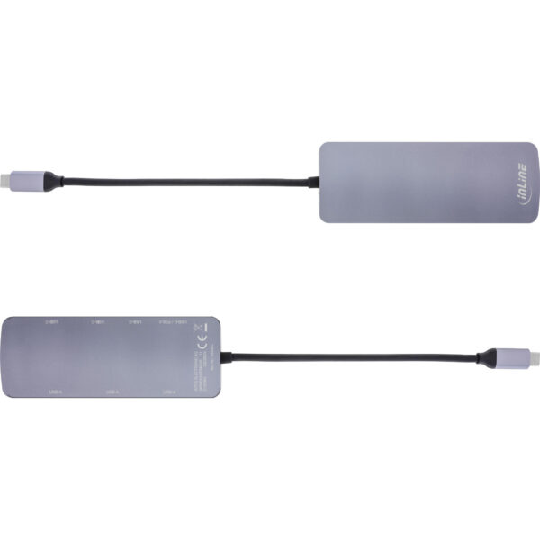 InLine USB 3.2 Gen.2 Hub - 4x USB-C + 3x USB-A - PD 100W - aluminium - grey - Image 2