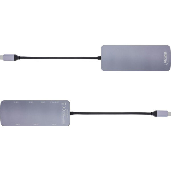 InLine USB 3.2 Gen.2 Hub - 4x USB-C + 3x USB-A - PD 100W - aluminium - grey - Image 3