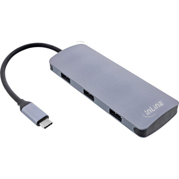 InLine USB 3.2 Gen.2 Hub - 4x USB-C + 3x USB-A - PD 100W - aluminium - grey - Image 6