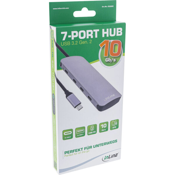 InLine USB 3.2 Gen.2 Hub - 4x USB-C + 3x USB-A - PD 100W - aluminium - grey - Image 7