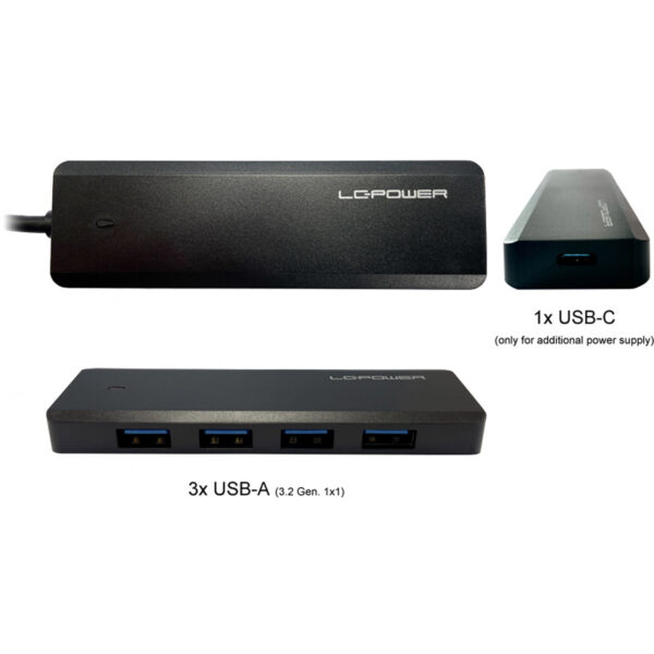 LC-Power LC-HUB-U3-4-V2 4xUSBA 1XUSB-C Black retail - Image 10