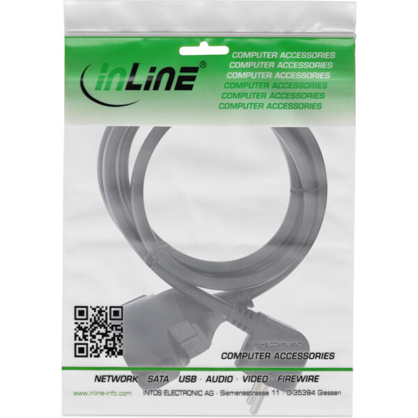 InLine Power Extension Cable Type F angled - black - 1m