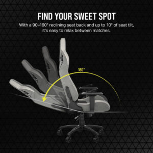 Corsair CF-9010058-WW - PC gaming chair - 120 kg - Mesh seat - Meshed backrest - 188 cm - Black/Grey