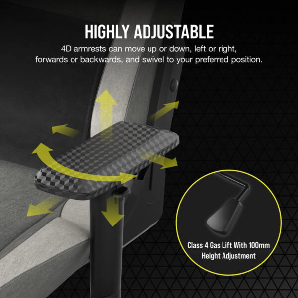 Corsair CF-9010058-WW - PC gaming chair - 120 kg - Mesh seat - Meshed backrest - 188 cm - Black/Grey - Image 5