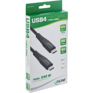 InLine USB4 cable - USB-C male/male - PD 240W - 8K60Hz - TPE black 1m