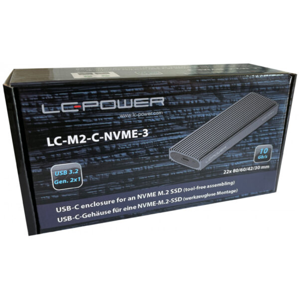 LC-Power USB3.2 LC-M2-C-NVME-3 f. M.2 SSD Laufwerks-Gehäuse - Image 2