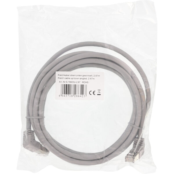 InLine Patch cable up/down angled - S/FTP (PiMf) - Cat.6 - 250MHz - PVC,grey - 0.46m