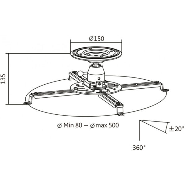 LogiLink BP0056 - Ceiling - 25 kg - White - Aluminum - Steel - -20 - 20° - 360° - Image 4