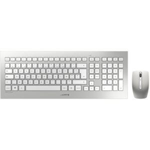 Cherry DW 8000 - Full-size (100%) - Wireless - RF Wireless - Silver - White - Mouse included