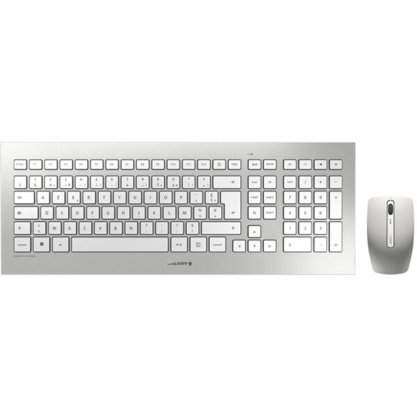 Cherry DW 8000 - Full-size (100%) - Wireless - RF Wireless - Silver - White - Mouse included