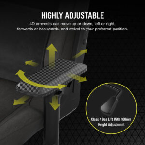 Corsair CF-9010057-WW - PC gaming chair - 120 kg - Mesh seat - Meshed backrest - 188 cm - Black