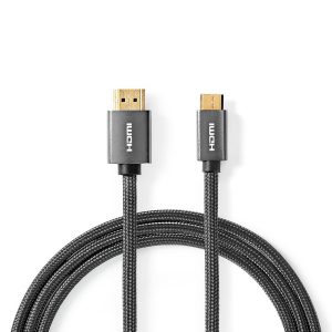 High Speed HDMI™ Cable with Ethernet | HDMI™ Connector - HDMI™ Mini Connector | Gun Metal Grey | Braided Cable