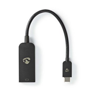 USB Adapter | USB 3.2 Gen 1 | USB-C™ Male | DisplayPort Female | 0.20 m | Round | Nickel Plated | PVC | Black | Box