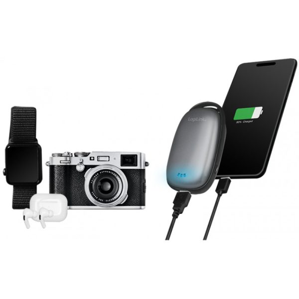 LogiLink PA0264 - Hand-warming power bank with 4000mAh and double-sided heating: THREE adjustable temperature settings, metal grey - Image 9