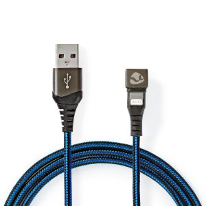 USB Cable | USB 2.0 | Apple Lightning 8-Pin | USB-A Male | 480 Mbps | Nickel Plated | 1.00 m | Round | Braided / Nylon | Black / Blue | Cover Window Box
