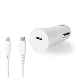 Car Charger | 1.67 / 2.22 / 3.0 A | Number of outputs: 1 | Port type: USB-C™ | Lightning 8-Pin (Loose) Cable | 1.0 m | 20 W | Automatic Voltage Selection | PD3.0 20W