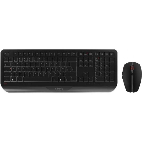 Cherry GENTIX DESKTOP Wireless Keyboard & Mouse Set - Black - USB (QWERTY - UK) - Full-size (100%) - RF Wireless - Black - Mouse included