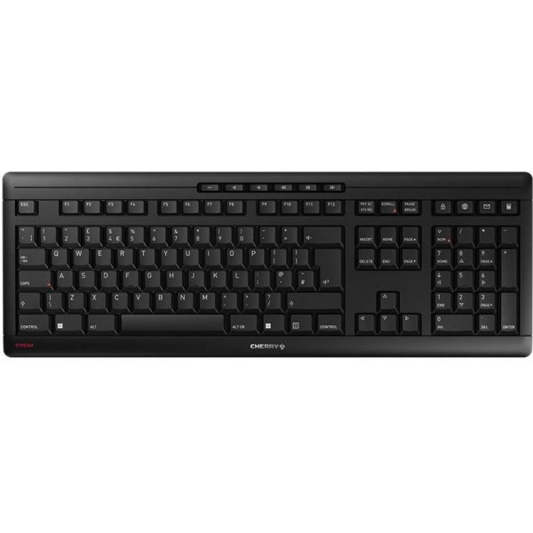 Cherry Stream Wireless - Full-size (100%) - RF Wireless + USB - QWERTY - Black