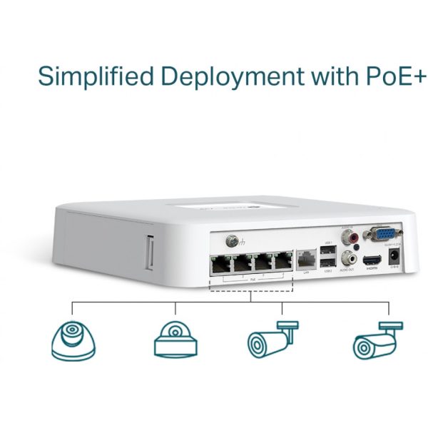 TP-LINK 4 Channel PoE Network Video Recorder - VIGI NVR1104H-4P - Server - 10,000 GB - Image 3