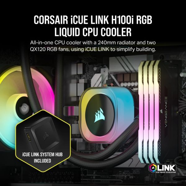 Corsair WAK Cooling iCUE Link H100i RGB AIO 240mm - Processor cooler - AMD Socket AM4 (Ryzen) - Image 11