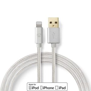 Lightning Cable | USB 2.0 | Apple Lightning 8-Pin | USB-A Male | 480 Mbps | Gold Plated | 1.00 m | Round | Braided / Nylon | Aluminium | Cover Window Box