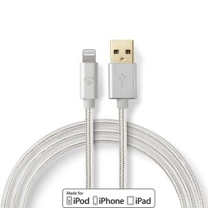 Lightning Cable | USB 2.0 | Apple Lightning 8-Pin | USB-A Male | 480 Mbps | Gold Plated | 2.00 m | Round | Braided / Nylon | Aluminium | Cover Window Box