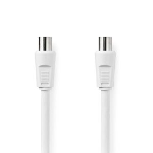 Coax Cable | IEC (Coax) Male | IEC (Coax) Female | Nickel Plated | 90 dB | 75 Ohm | Double Shielded | 10.0 m | Round | PVC | White | Label