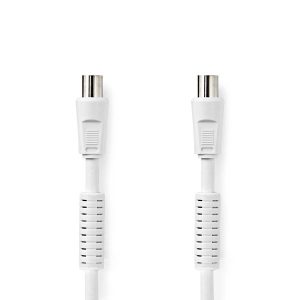 Coax Cable | IEC (Coax) Male | IEC (Coax) Female | Nickel Plated | 120 dB | 75 Ohm | Quad Shielded | 10.0 m | Round | PVC | White | Label