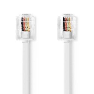 Telecom Cable | RJ11 Male | RJ11 Male | 5.00 m | Cable design: Flat | Nickel Plated | Cable type: RJ11 | White | Label
