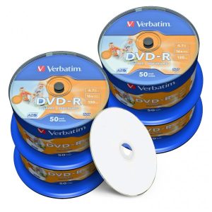 Verbatim DVD-R 4.7 GB / 120 min, 16x, fullprintable, No ID, 200 pieces in cakebox