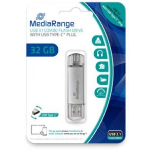 MEDIARANGE MR936 32GB USB 3.0 (3.1 Gen 1) USB Type-A connector USB Type-C connector Silver USB flash drive