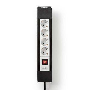 Extension Socket | Protective Contact | 4-Way | 3.00 m | Black/White