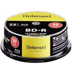 Intenso Blu-ray Disc BD-R 270 min / 50 GB, 6x, 25 pieces in cakebox