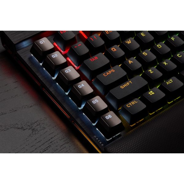 Corsair K100 RGB Optical-Mechanical Gaming - Standard - USB - Opto-mechanical key switch - QWERTZ - RGB LED - Black - Image 10