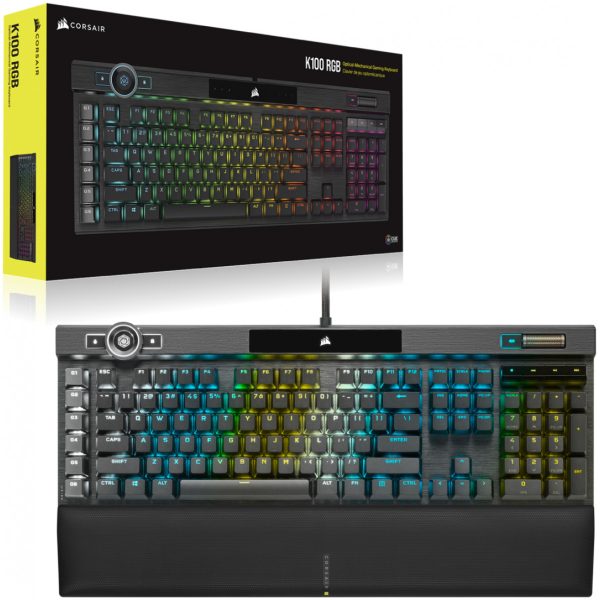 Corsair K100 RGB Optical-Mechanical Gaming - Standard - USB - Opto-mechanical key switch - QWERTZ - RGB LED - Black - Image 31