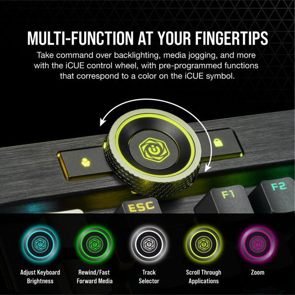 Corsair K100 RGB Optical-Mechanical Gaming - Standard - USB - Opto-mechanical key switch - QWERTZ - RGB LED - Black - Image 35