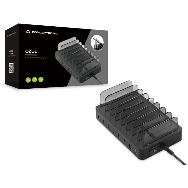 Conceptronic Ladegerät 8Port 75W 2xUSB-C PD Deskt - Image 2