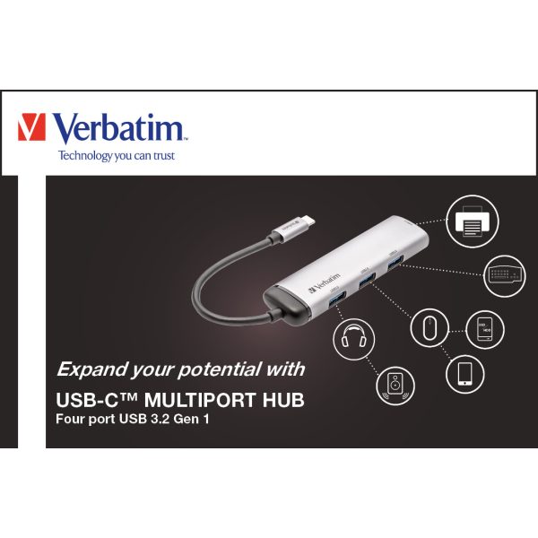 Verbatim USB-C Multiport Hub Four Port USB 3.2 Gen 1 - Hub - USB 3.0 - Image 5