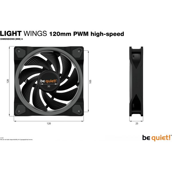 Be Quiet! ! Light Wings PWM H 3e120x120x25| BL077 - Image 5