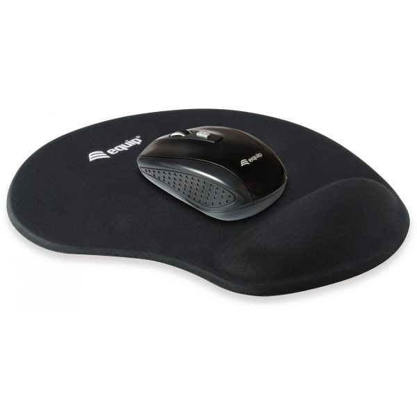 Equip Gel Mouse Pad - Black - Monotone - Fabric,Gel,Polyurethane - Wrist rest - Non-slip base
