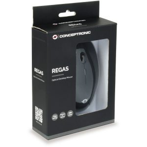 Conceptronic REGAS01B - Ambidextrous - Optical - USB - 1200 DPI - Black