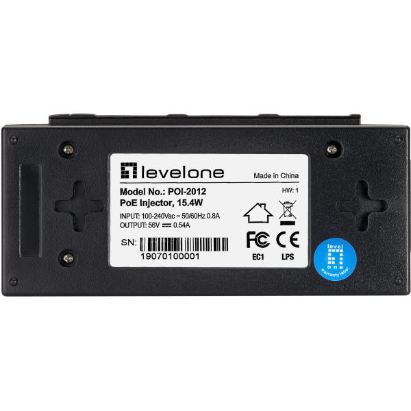 LevelOne POI-2012 - Fast Ethernet - 10,100 Mbit/s - IEEE 802.3,IEEE 802.3af,IEEE 802.3u - 100 m - Black - PoE,Power - Image 5