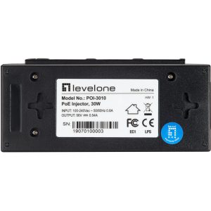 LevelOne POI-3010 - Fast Ethernet - Gigabit Ethernet - 10,100,1000 Mbit/s - IEEE 802.3,IEEE 802.3ab,IEEE 802.3af,IEEE 802.3at,IEEE 802.3u - 100 m - Black - PoE - Power