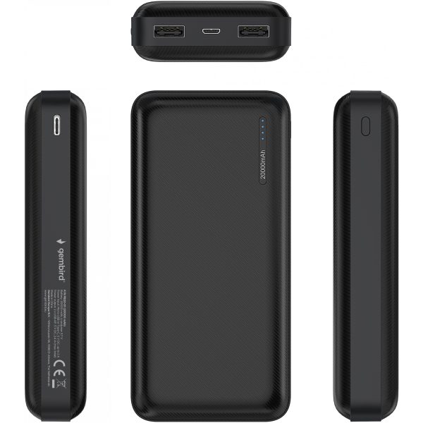 Gembird Powerbank 20.000 mAh USB schwarz