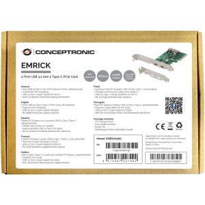 Conceptronic 2-PORT USB 3.2 GEN 2 TYPE-C PCIE